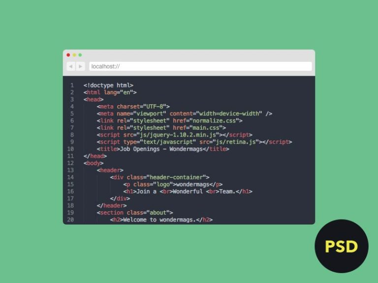 Download the Browser Source Code Free PSD Template
