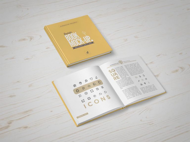 Free Square Book PSD Mock Up