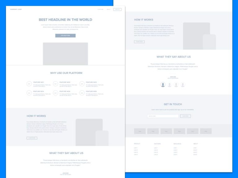 Landing Page Wireframe for Sketch