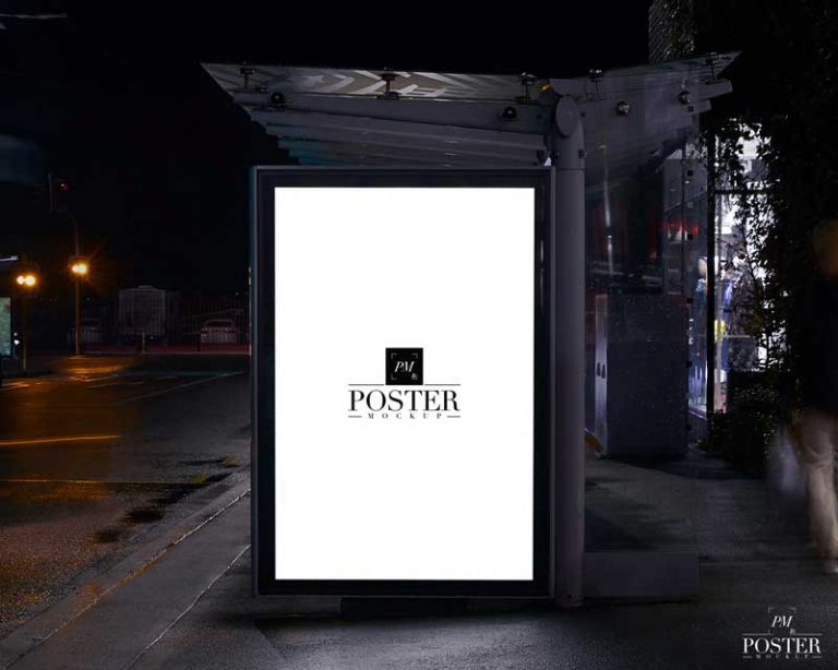 Free Bus Shelter Mockup For Outdoor Advertisement