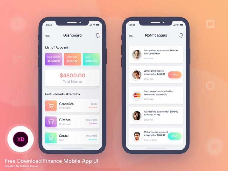 Free Finance Mobile App UI Design