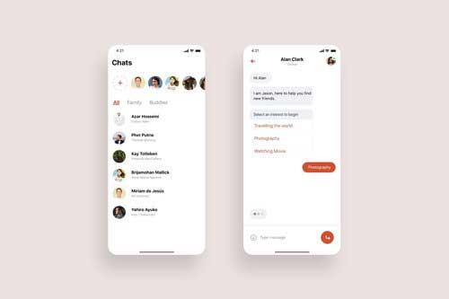 Free Chats Messenger App UI Design
