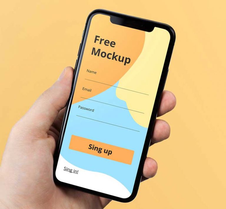 iPhone X in Hand Free Mockup