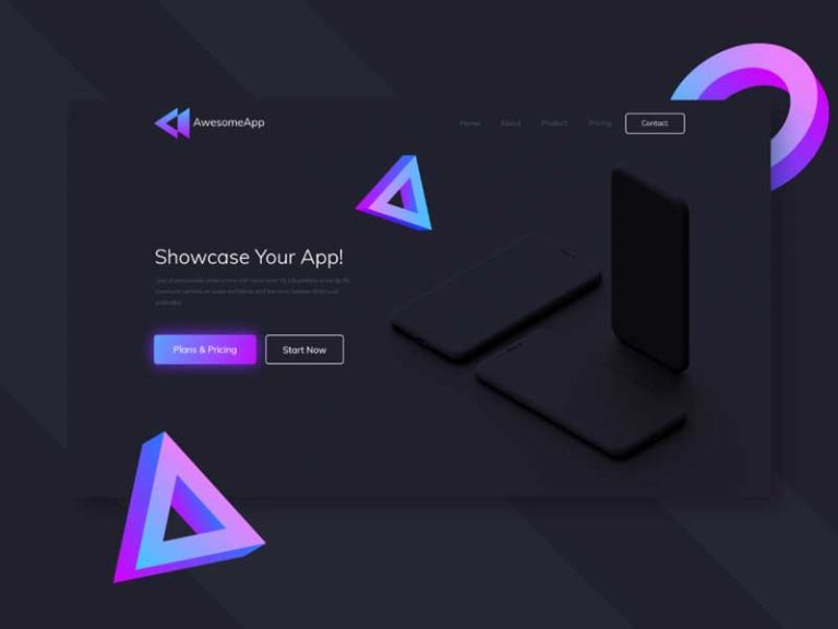 Free App Landing Page Template for Adobe XD