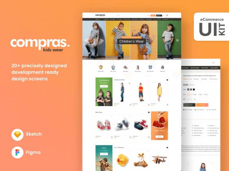 Compras - Free Kids Clothing E-Commerce Web UI Kit