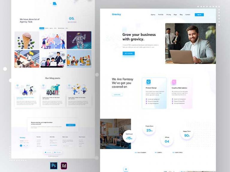 Free Agency Landing Page PSD Template