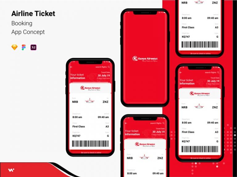 Free Airline Ticket Booking App Concept