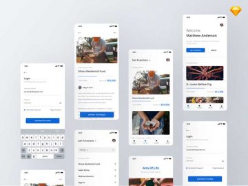 Free Charity Non-Profit App UI for Sketch