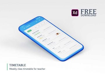 Free Class Timetable App Design for Adobe XD