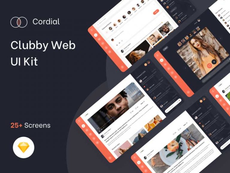 Free Clubby Social UI Kit for Sketch