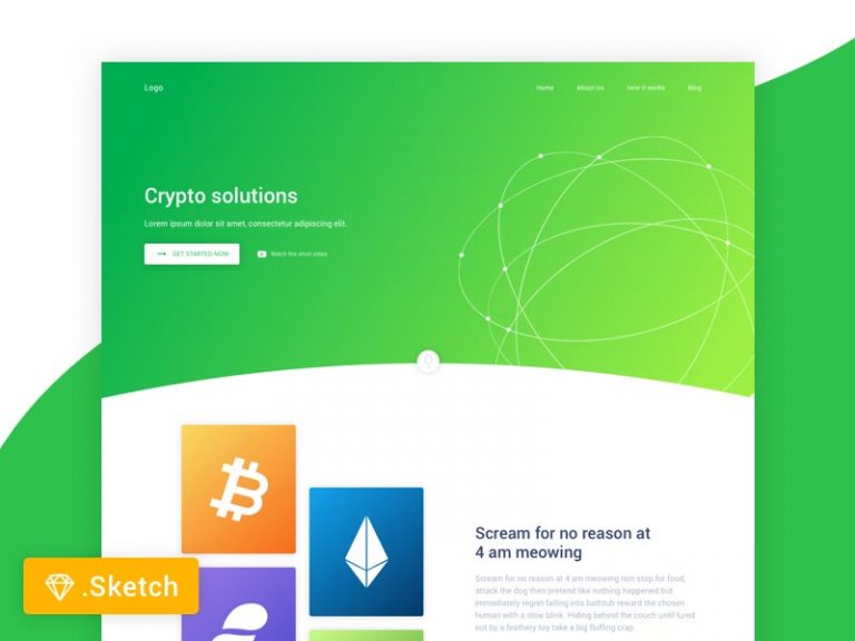 Free Crypto Landing Page Template for Sketch