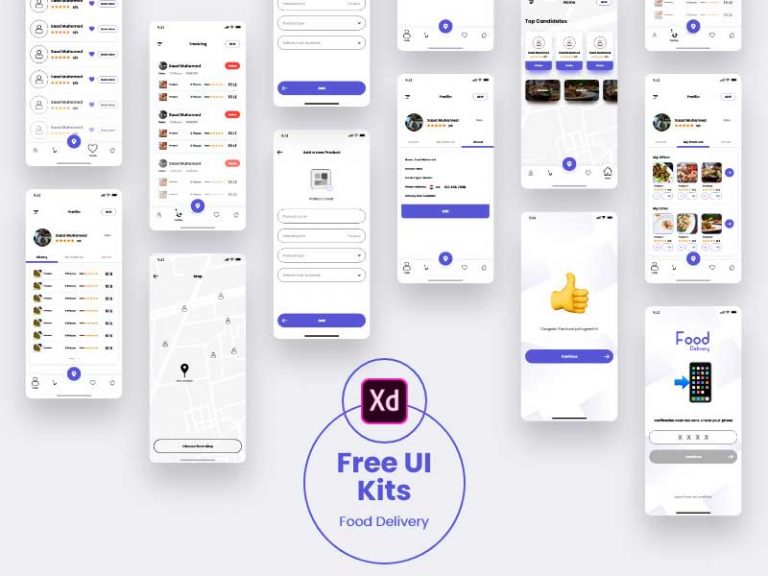 Free Food Delivery App Ui Kit for Adobe XD