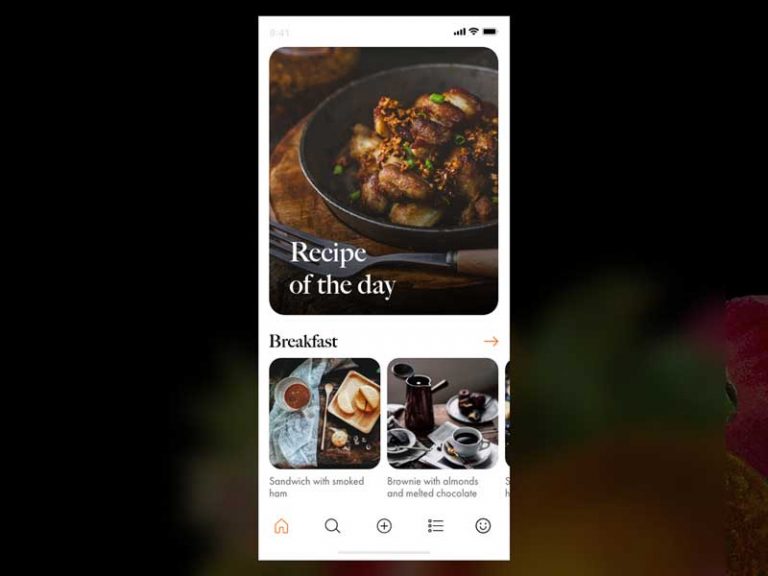 Free Food Recipe App UI Kit for Adobe XD