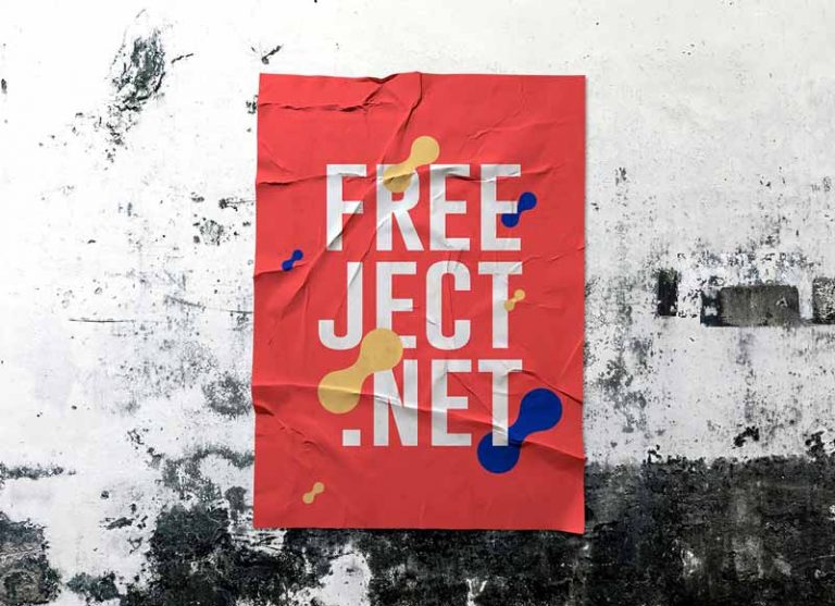 Free Glued Poster Mockup PSD Template