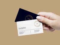 Free Hand Holding Business Cards Mockup