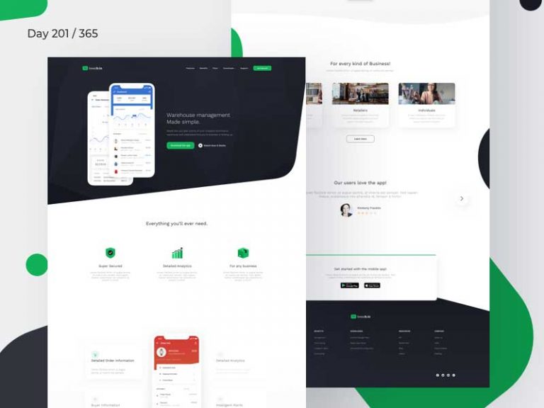 Free Mobile App Landing Page Concept for Sketch