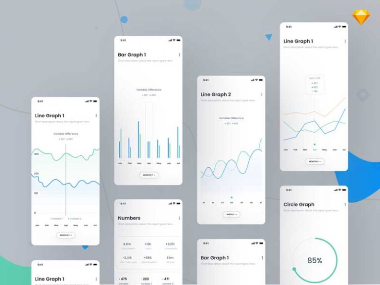 Free Mobile Charts UI Kit for Sketch