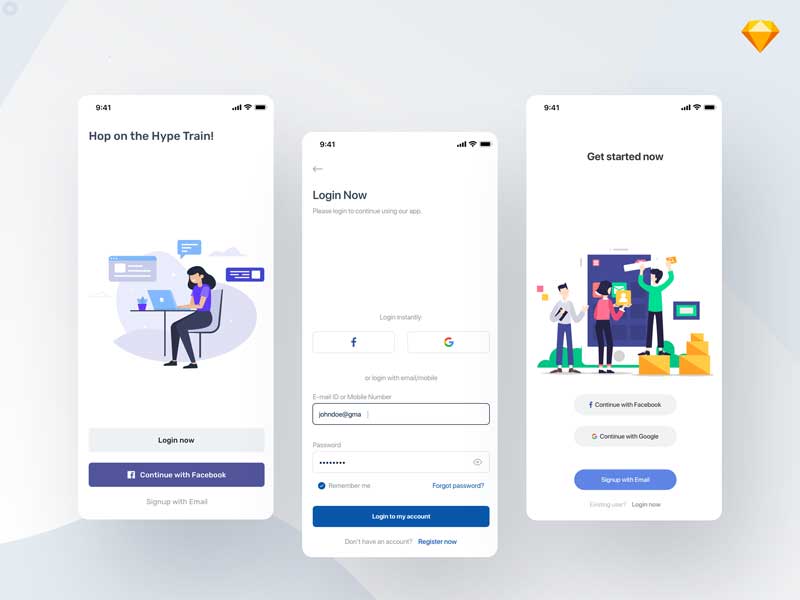 Download the Free Mobile Login Pages for Sketch - Freebiefy