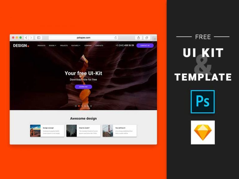 Free Web UI Kit for Photoshop and Sketch