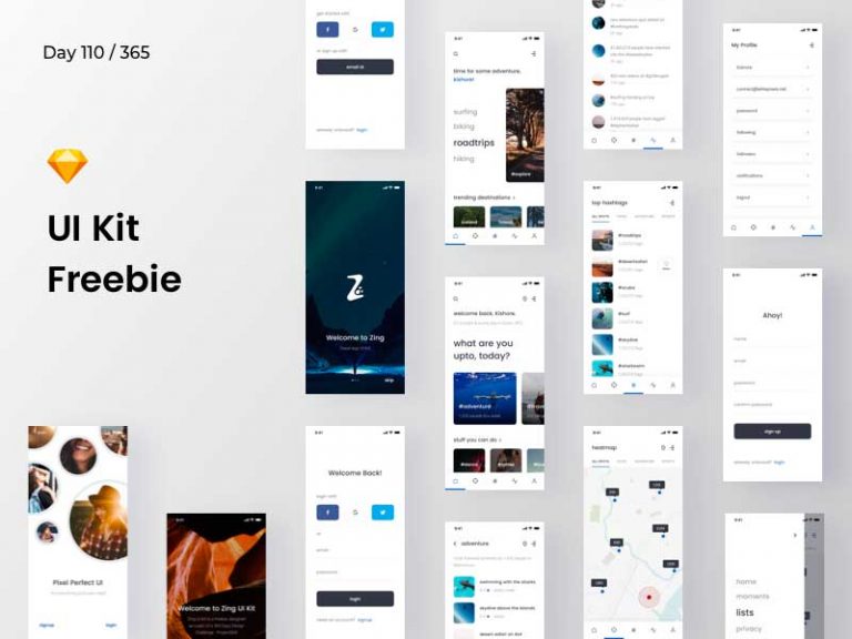 Free Zing Mobile UI Kit for Sketch