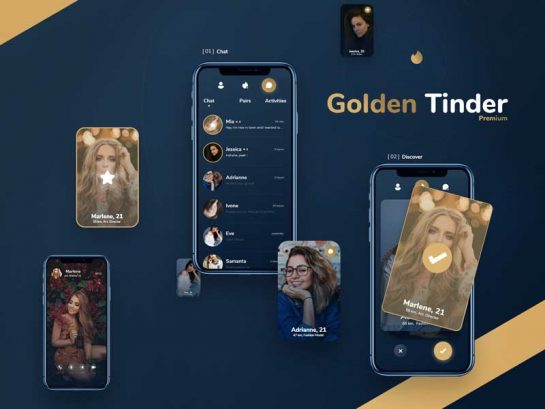 Download Download the Golden Tinder Redesign Free App UI Kit ...