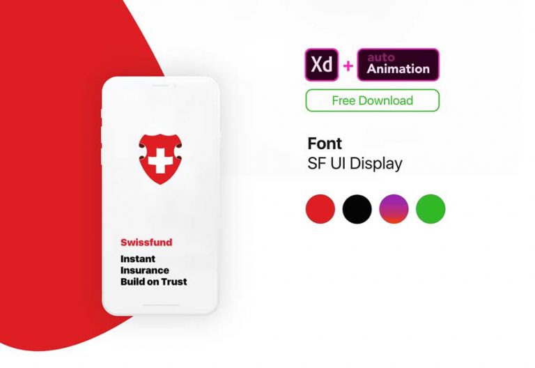 Swissfund Free App UI for Adobe XD