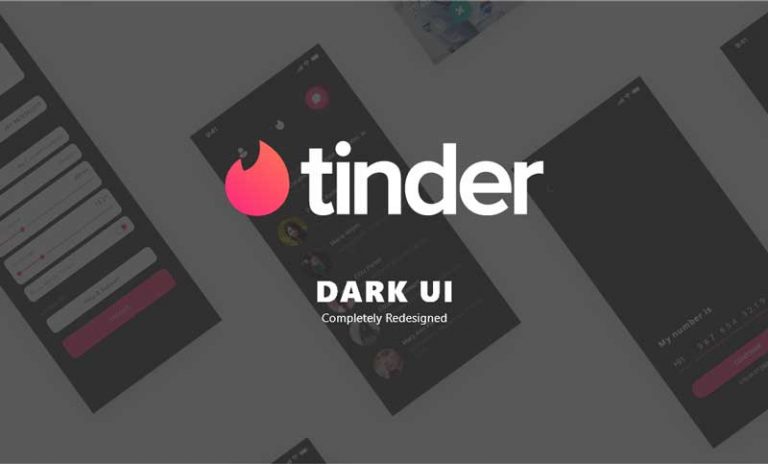 Tinder Dark Redesign Free App UI Kit