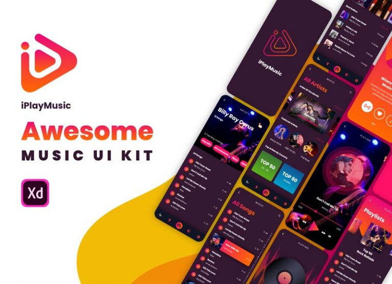 iPlayMusic Free Music App UI for Adobe XD