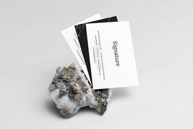 Free Business Cards on Minerals Mockup