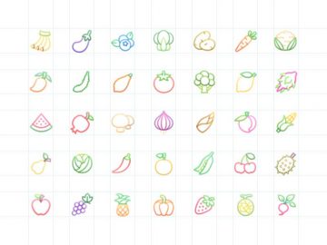 Free Colorful Fruit & Vegetable Icons