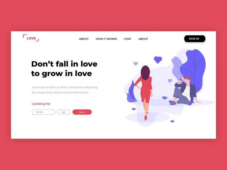 Free Dating Website PSD Template