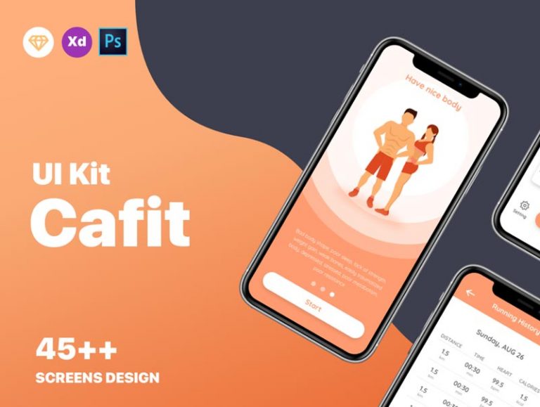 Free Fitness Workout Mobile App Concept UI Kit