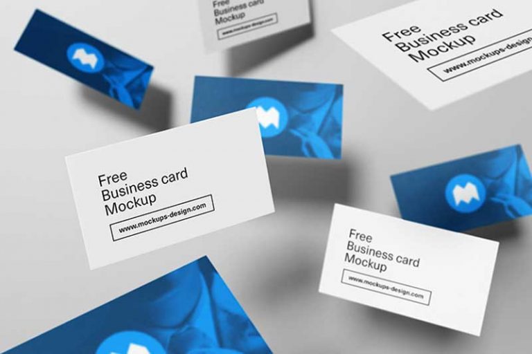 Free Flying Business Cards Mockup