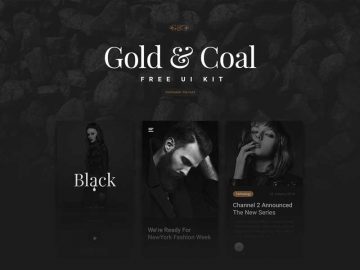 Free Gold & Coal UI Kit for iOS & Android