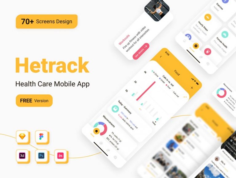 Free Health Tracker Mobile App Concept UI Kit