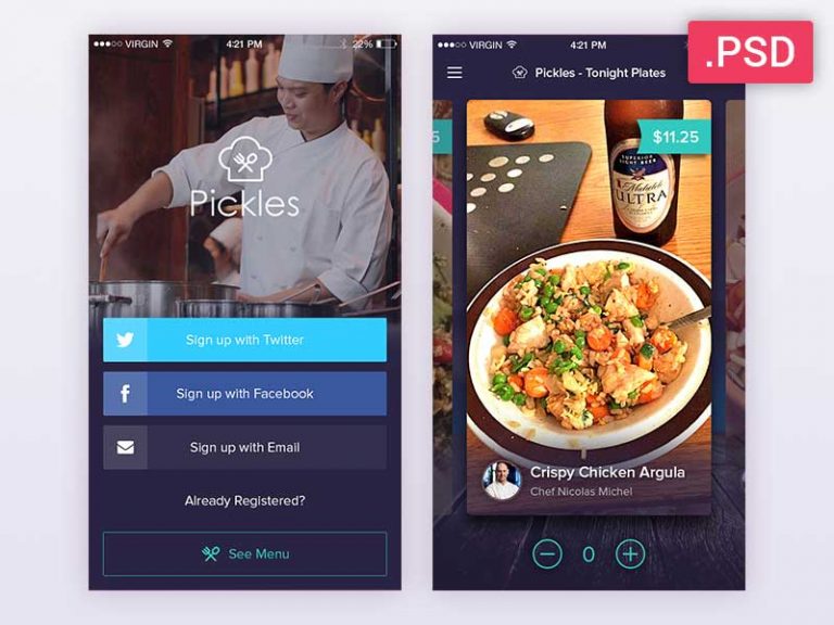 Free Restaurant App UI Design