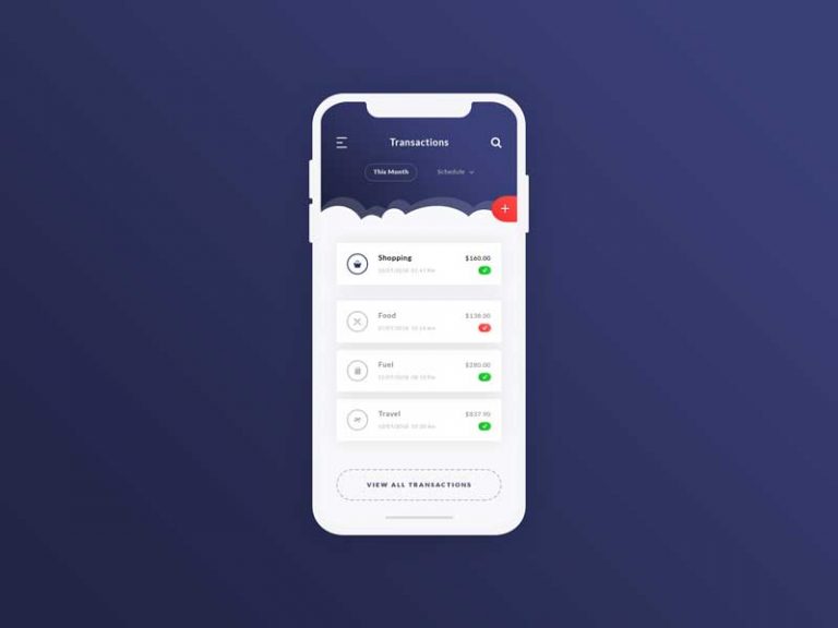 Free Transactions Screen App UI