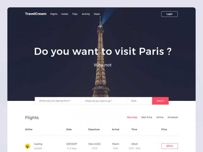 Free Travel Guide PSD Landing Page Template
