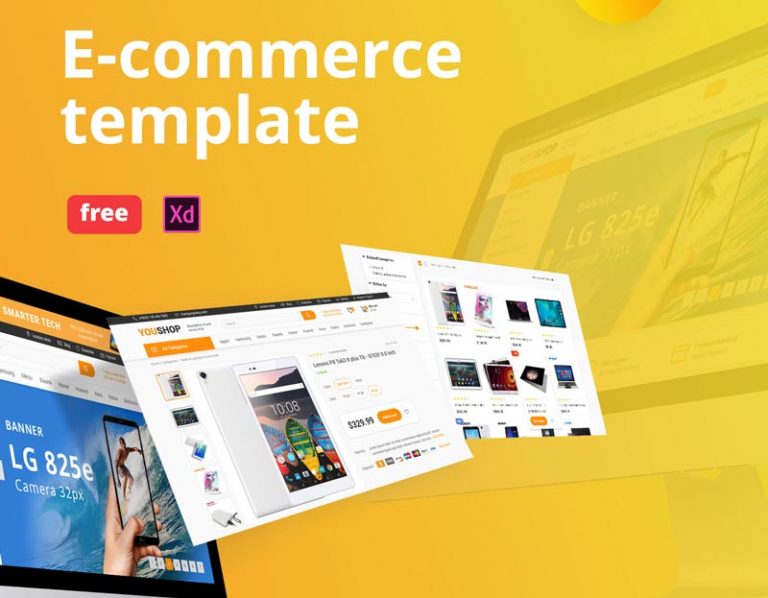 Free e-Commerce Shop Website for Adobe XD