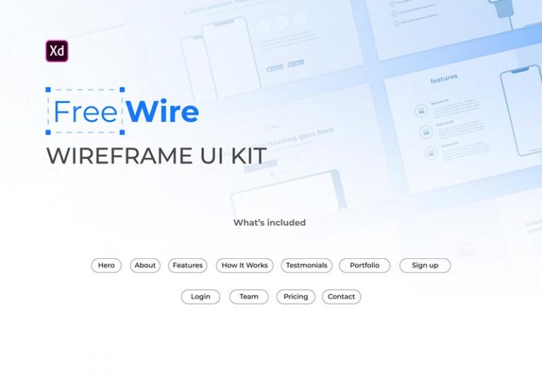 FreeWire Free Wireframe Kit For Adobe XD