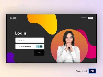 Login Screen Switch Button Free PSD UI Design