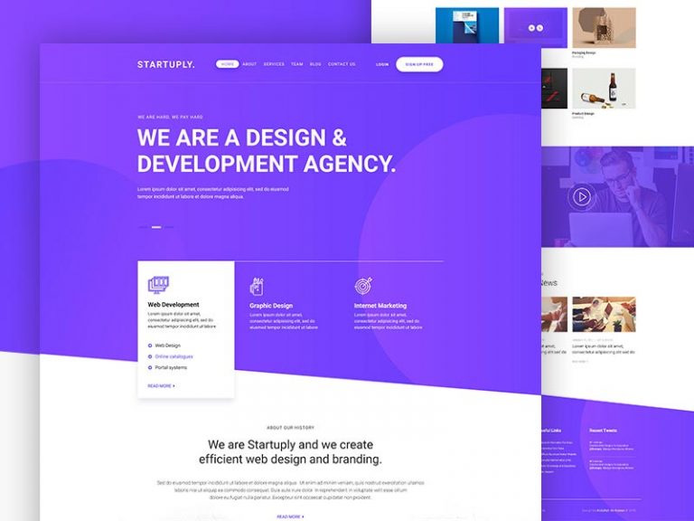 Startup Agency Landing Page Free PSD Template
