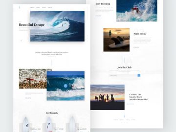 Surfing Club Website Free PSD Template