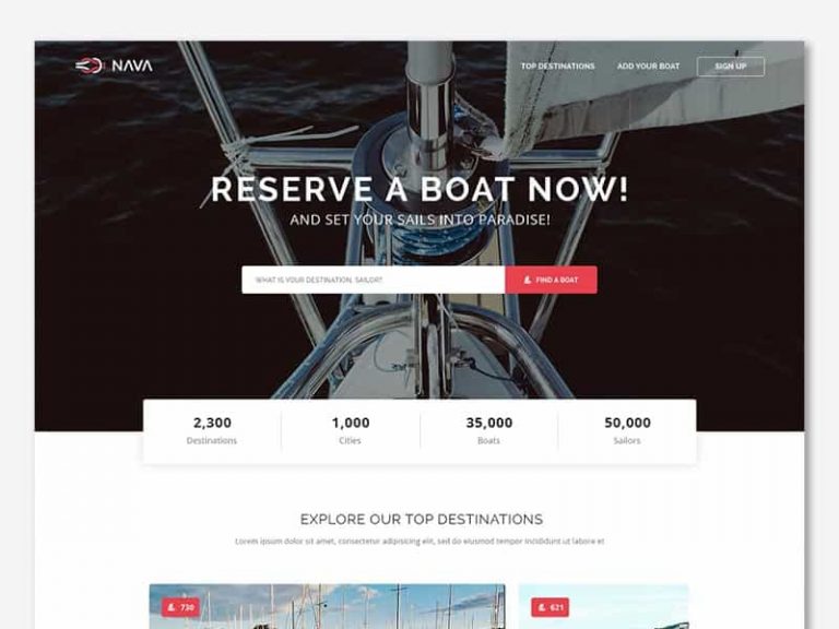 Boat Marketplace Website Free PSD Template