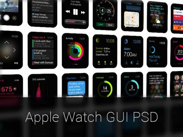 Free Apple Watch GUI PSD Template
