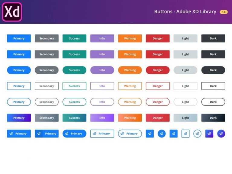 Free Buttons Library for Adobe XD