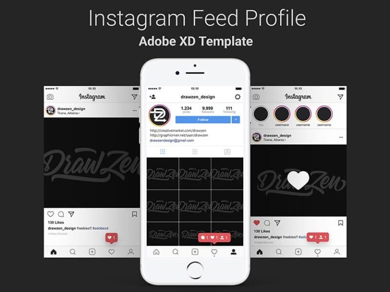 Free Instagram Feed Profile XD Template