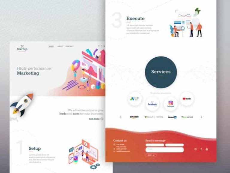 Free Marketing Business Landing Page XD Template