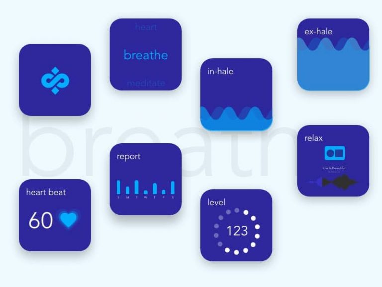 Free Meditation Breathing Smartwatch App UI Design