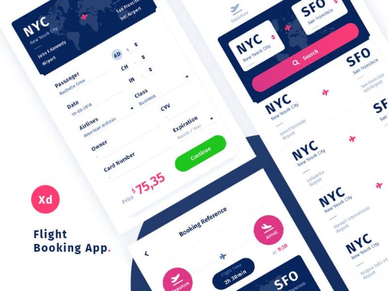 Free Mobile Airport App XD Template